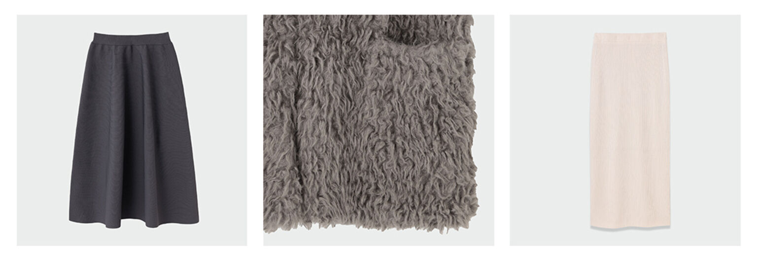 立体感のあるニット、ファー