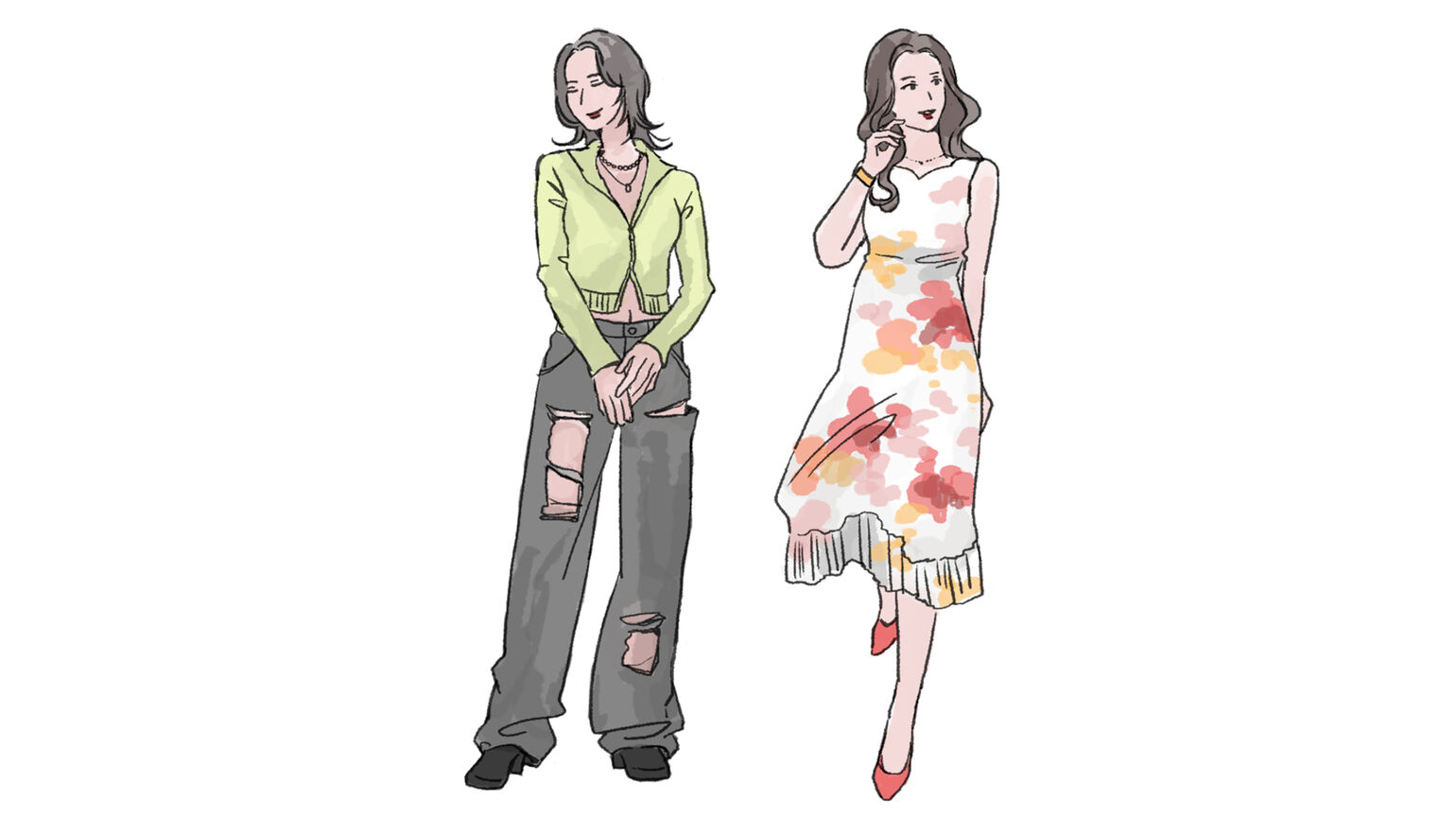 柄物や派手な色の服のイメージ