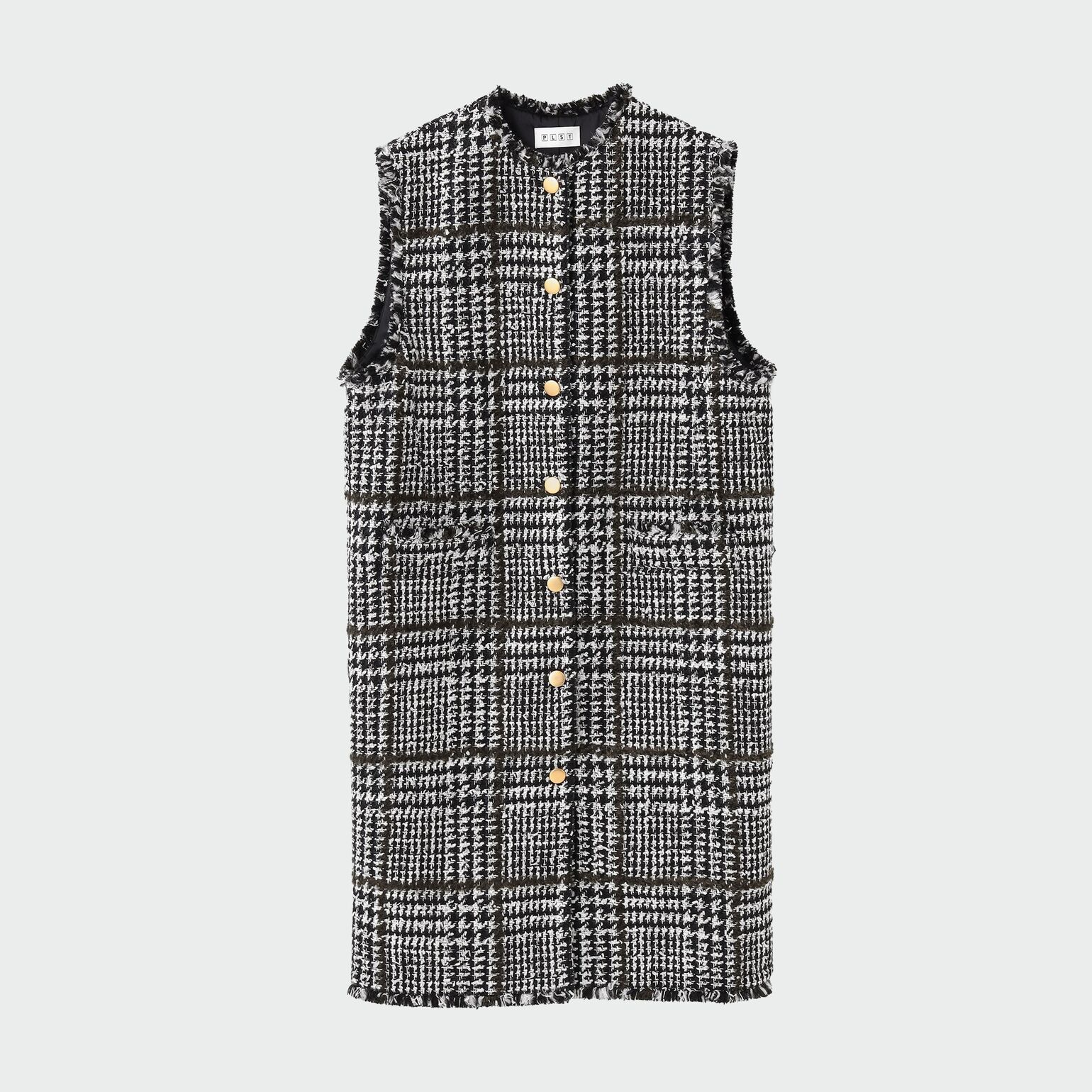 ツイード素材のロングジレ