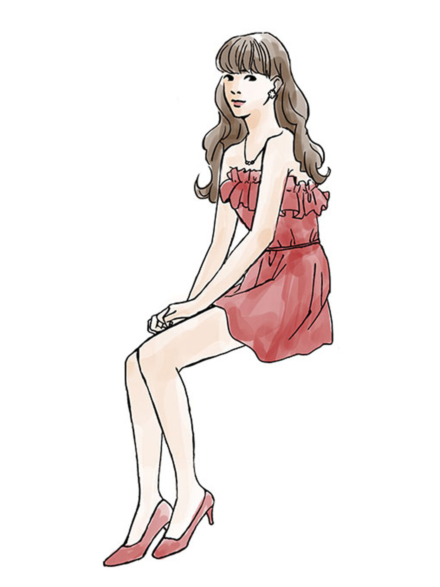 足や肩など、肌の露出が多い服装