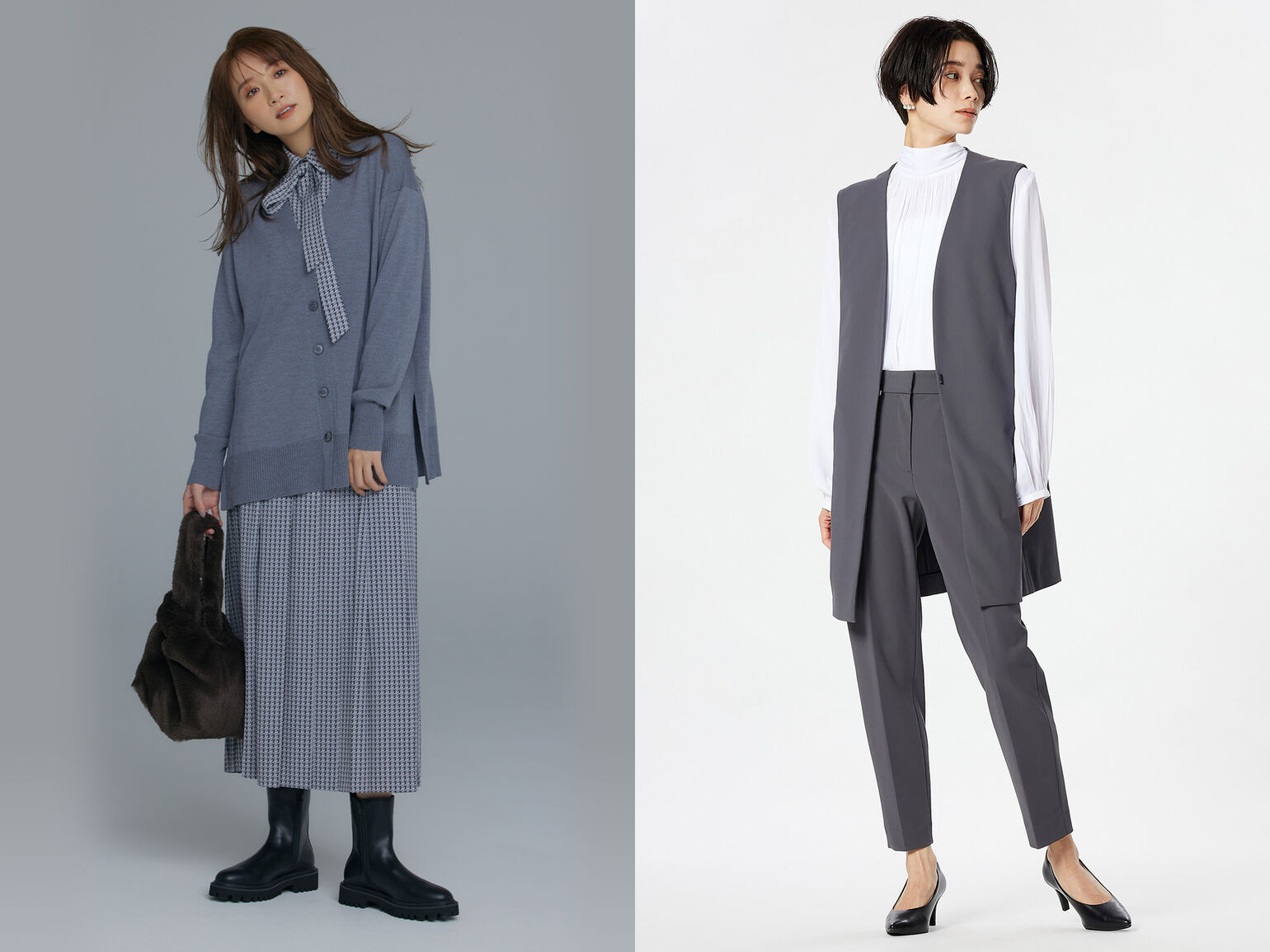 スカートとブラウスのセットアップ・ジレとパンツのセットアップ