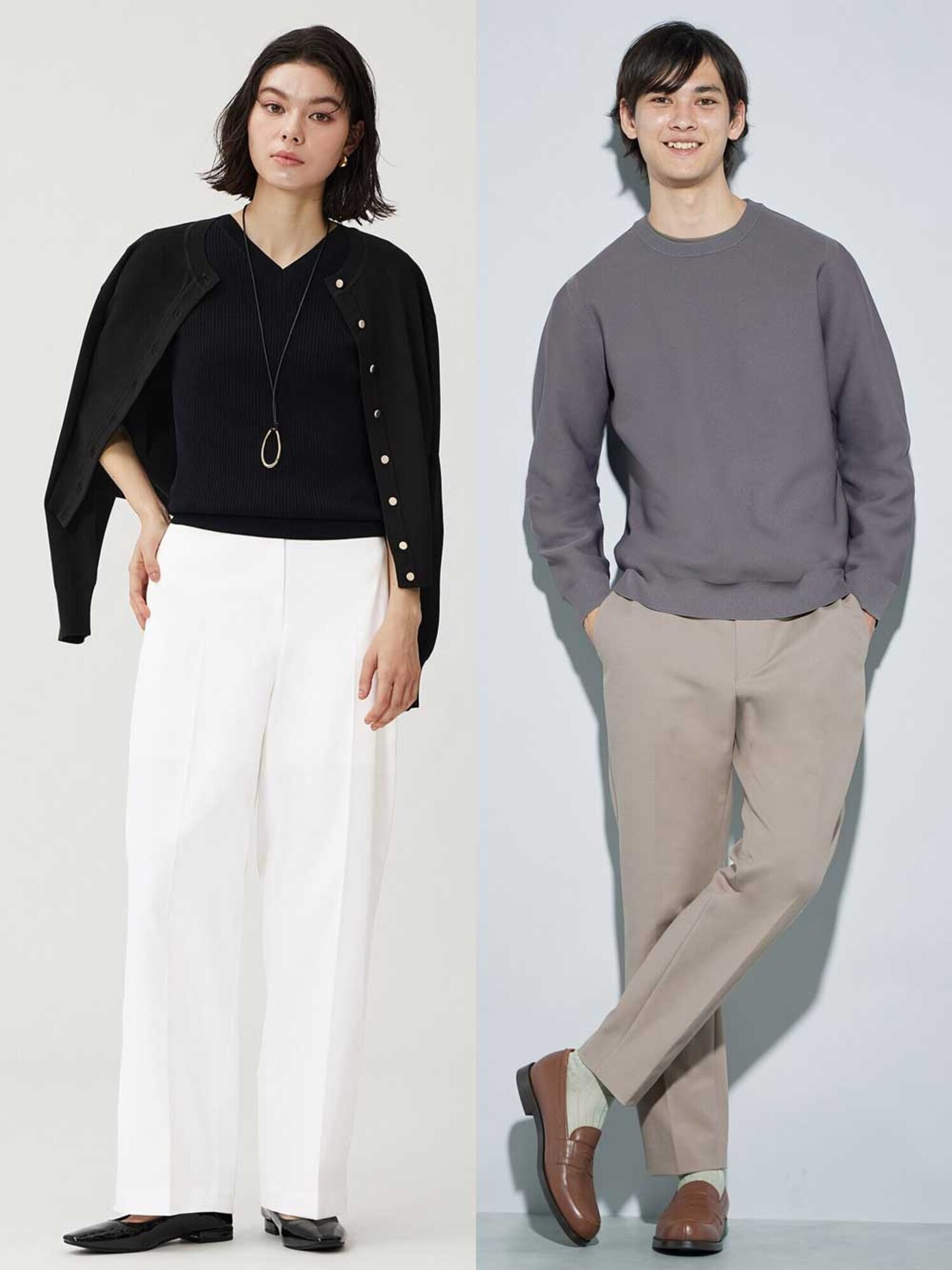 よりラフな服装の男性と女性