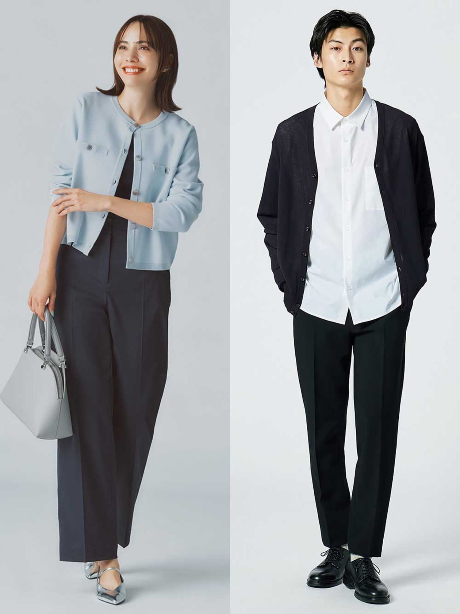 カジュアルな服装の男性と女性