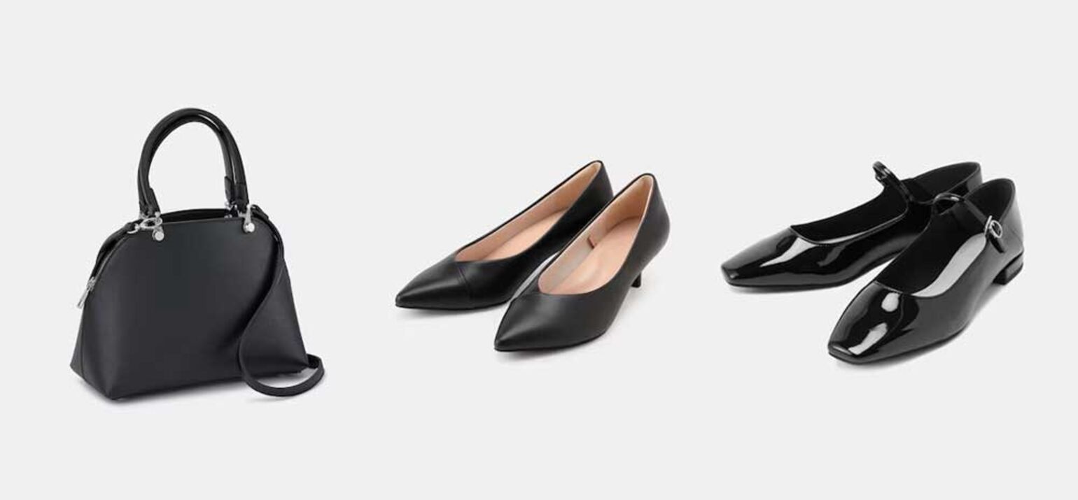 黒のカバンや靴