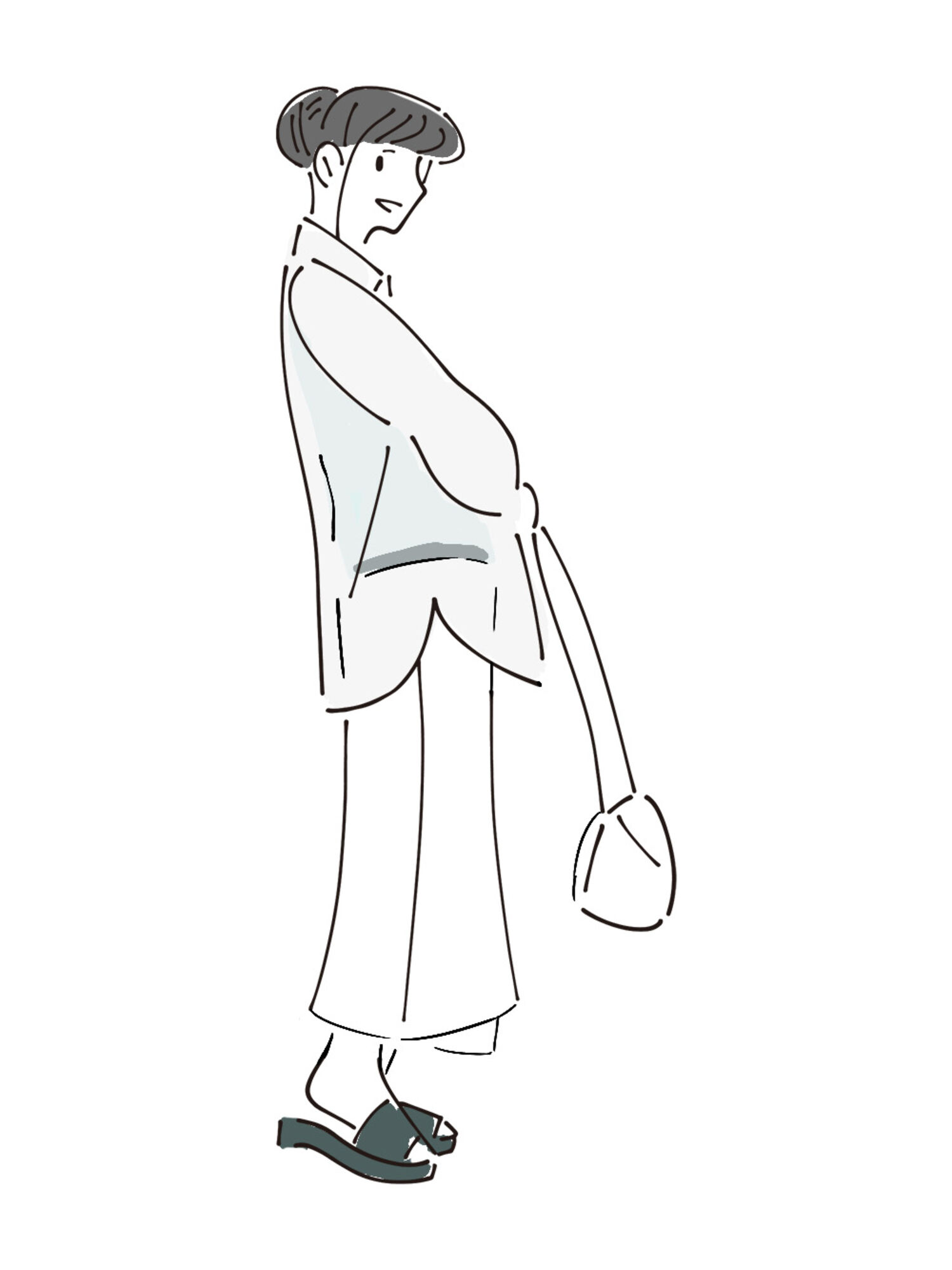 白デニムとシャツのコーデ