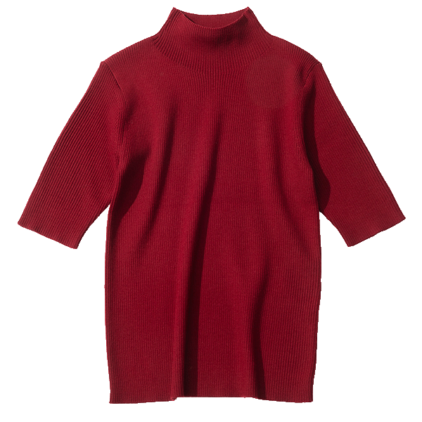 メリノウールブレンドハイネックリブセーター